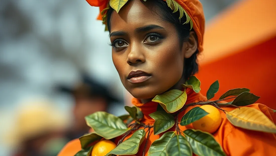 Costume citrouille avec motifs de citrouilles et de feuilles