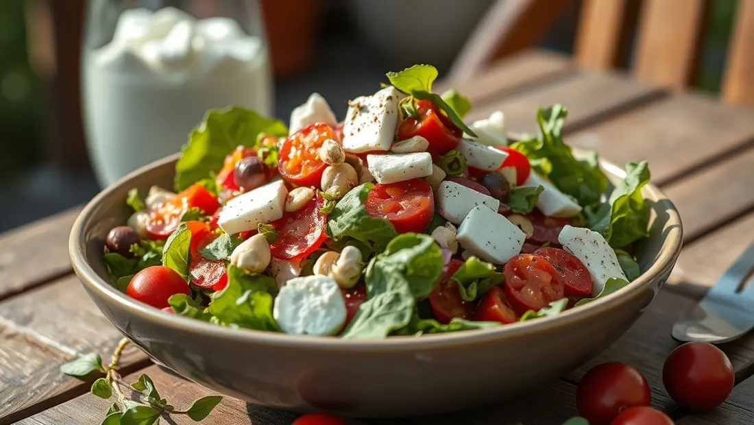 Salade de betterave avec noix de Grenoble et fromage de chèvre