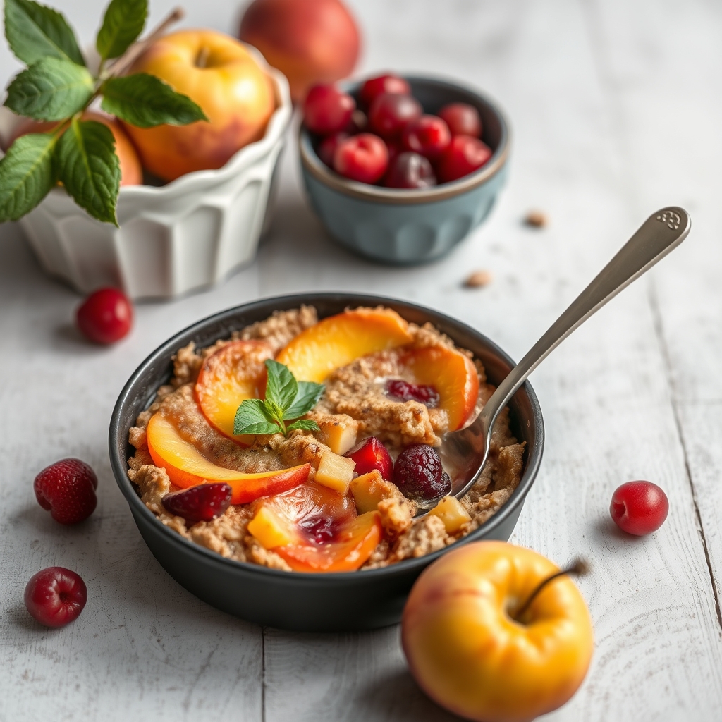 découvrez notre recette de gratin croquant aux nectarines et cerises, un dessert délicieux alliant douceur fruitée et te