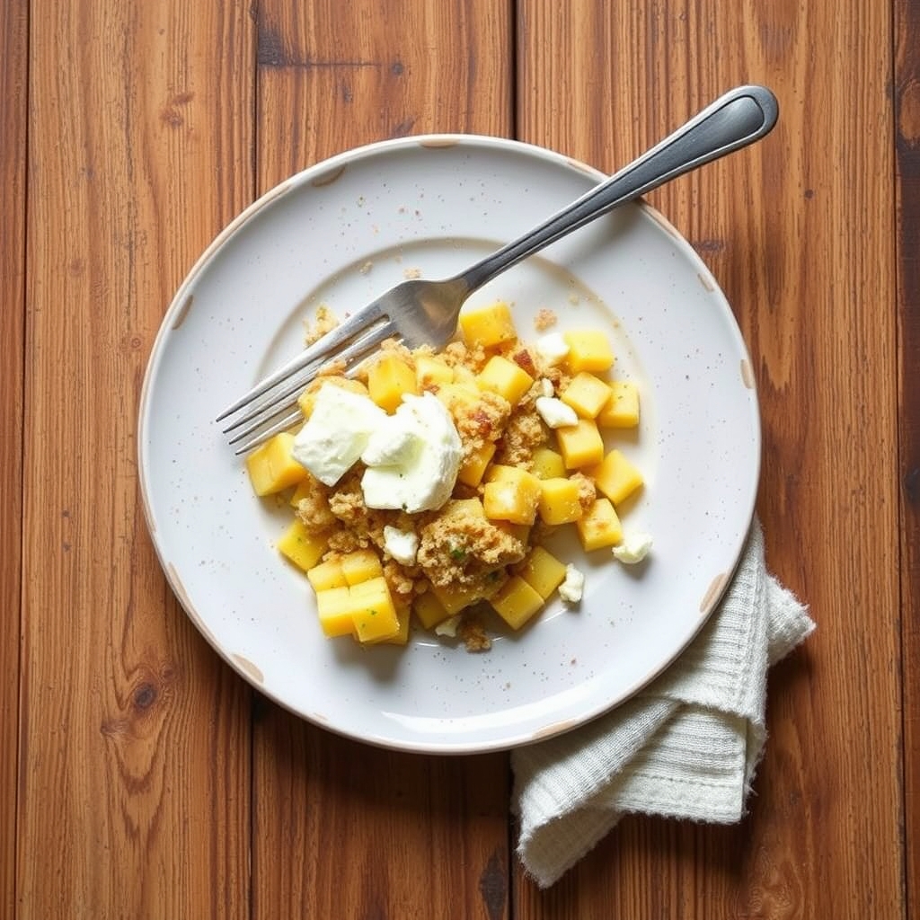recette rapide et facile de crumble à la patate douce et feta, parfait pour un repas savoureux et réconfortant en toute