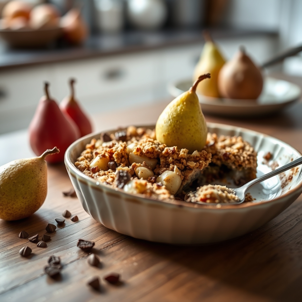 recette irrésistible crumble poire-chocolat C — recette irrésistible crumble p