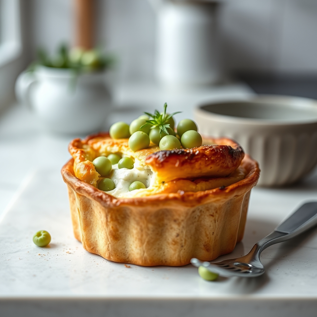 clafoutis aux petits pois, chèvre frais menth — opter pour clafoutis aux petit