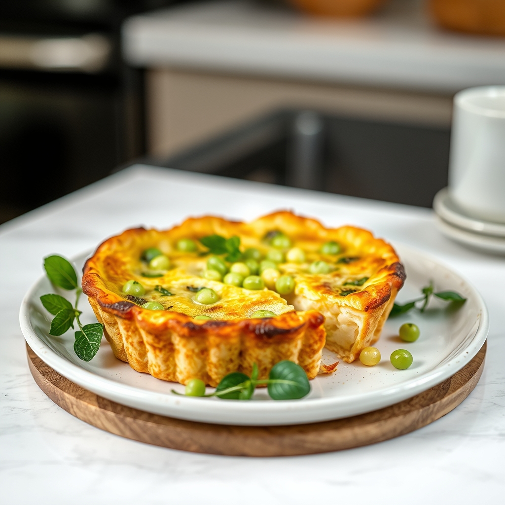 clafoutis aux petits pois, chèvre frais menth — clafoutis, plat adapté à toute