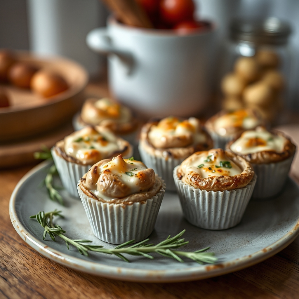 Délicieuses bouchées champignons farcis au fr — bouchées apéritives invitation