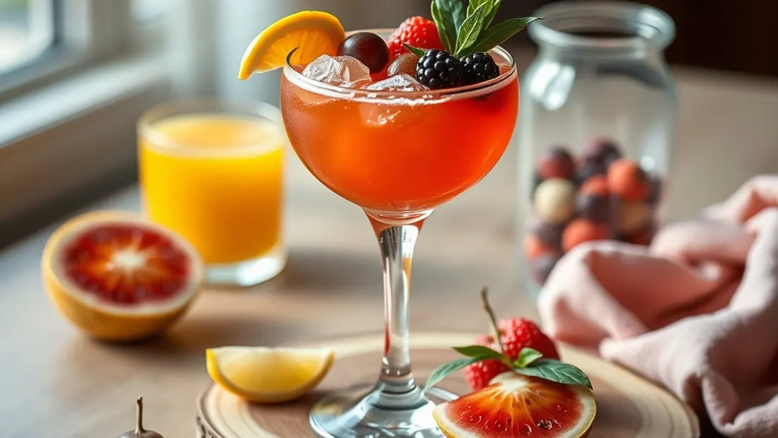 Cocktail avec glace et fruits