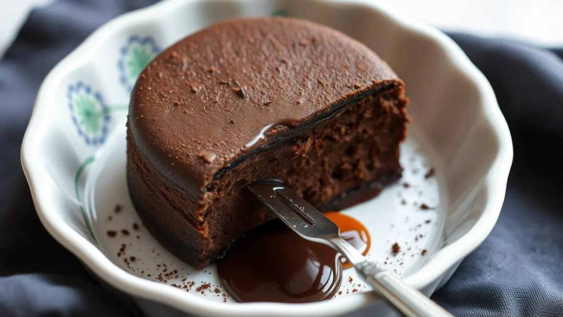 Gâteau au chocolat sur une assiette.