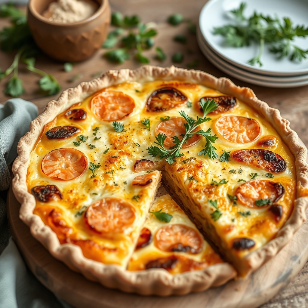 découvrez notre recette express de quiche sans pâte aux poireaux et saumon fumé, savoureuse et légère, idéale pour un re