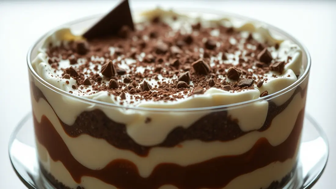 Dessert réinventé avec glace et chocolat.