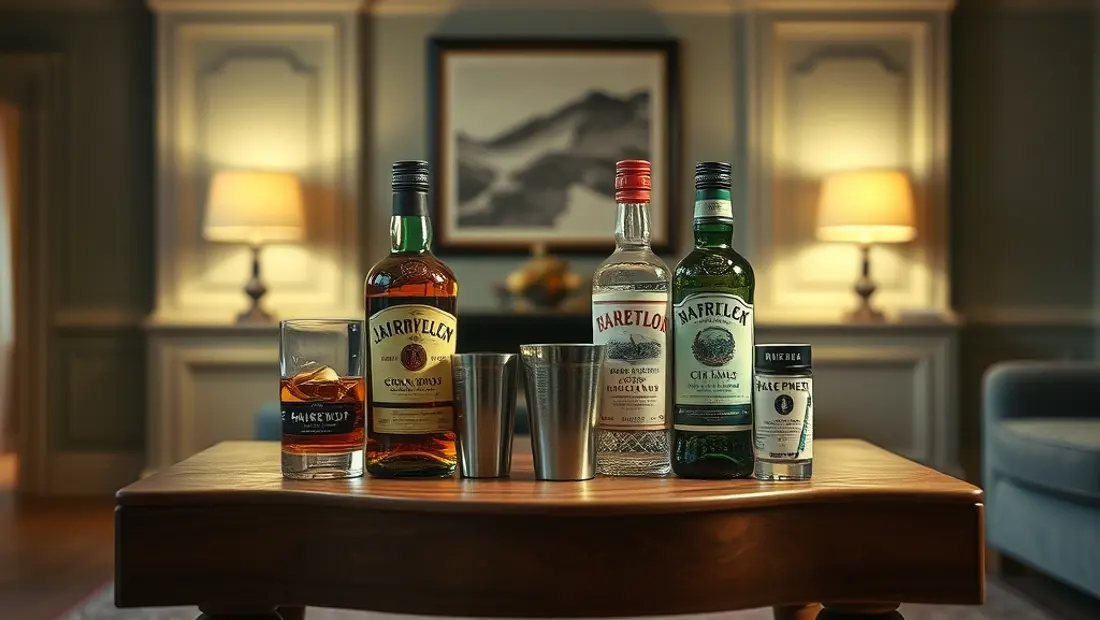 Home bar avec équipement de mixologie.