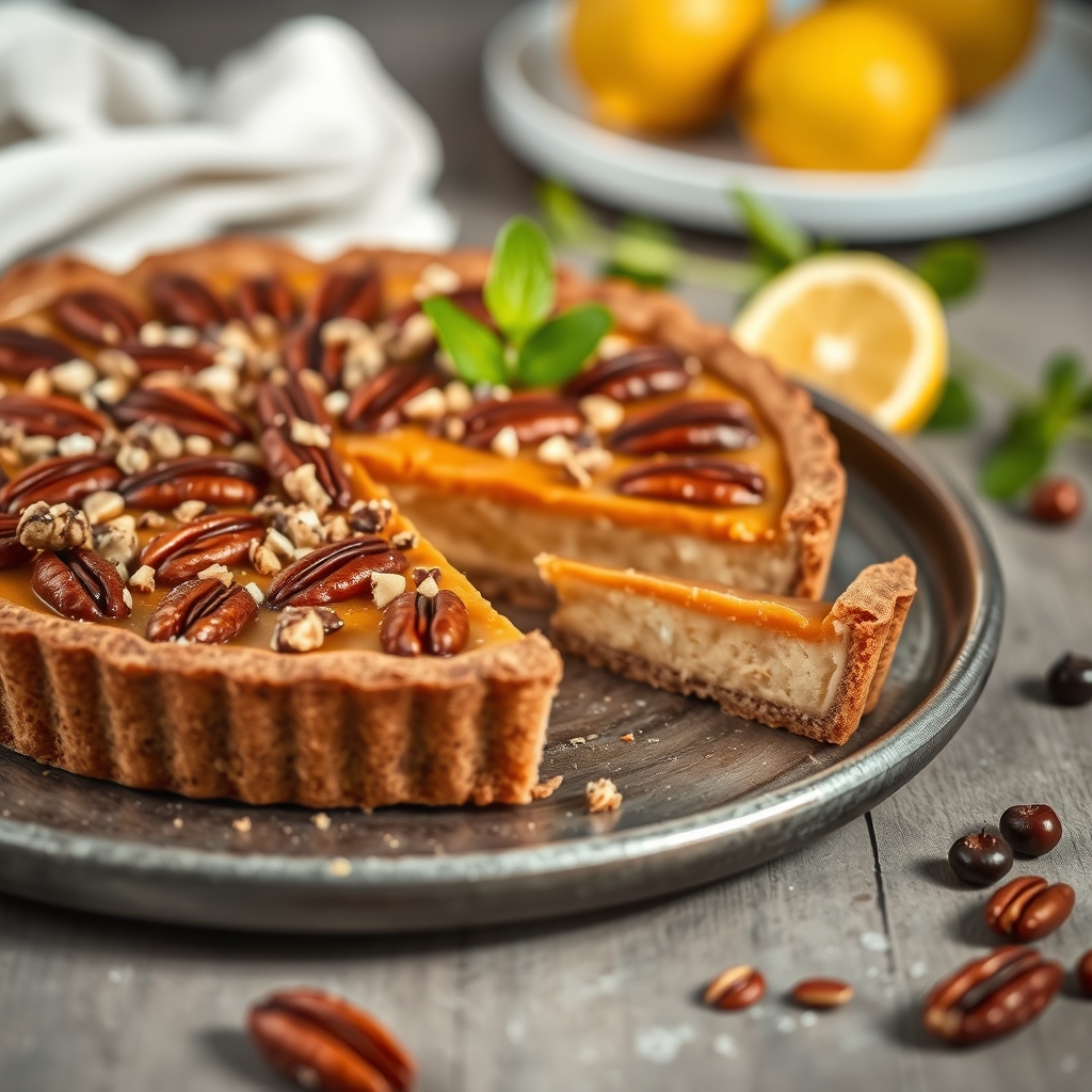 découvrez notre recette de tarte aux noix de pécan vegan, gourmande et facile à réaliser. un dessert 100% végétal, savou