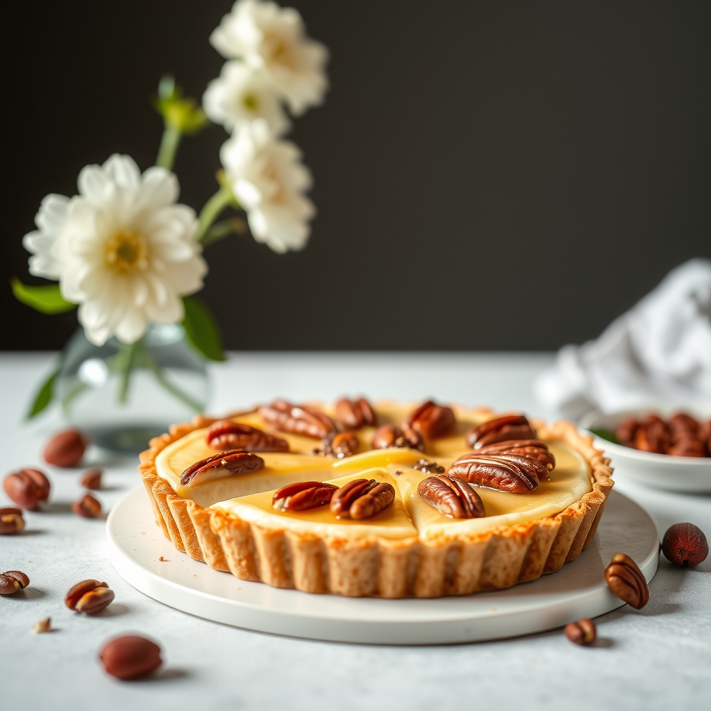 découvrez notre délicieuse tarte aux noix de pécan vegan, une recette gourmande et 100% sans produits d'origine ani