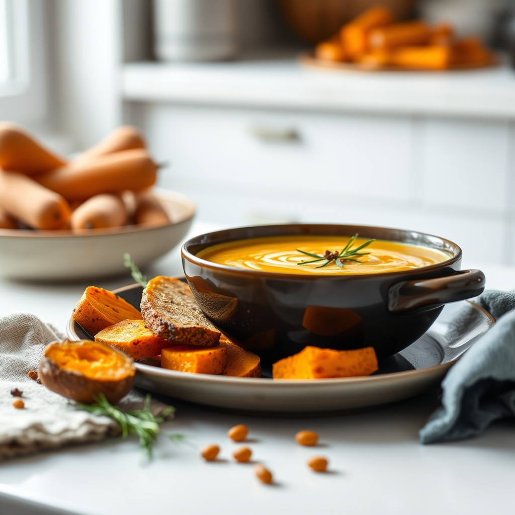 Soupe réconfortante carottes-coco rôties au f — plat réconfortant bienfaits so