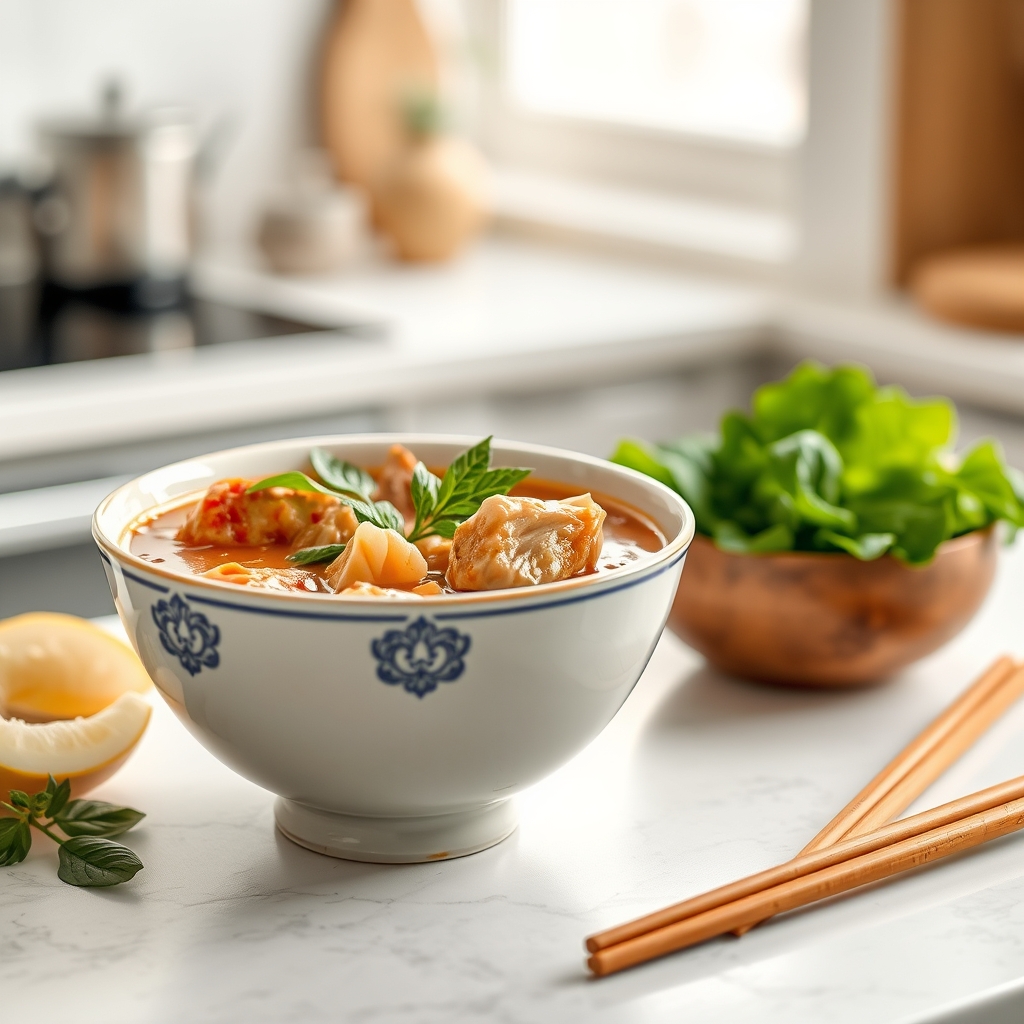 Soupe thaï au poulet recette riche en protéin — bienfaits nutritionnels soupe