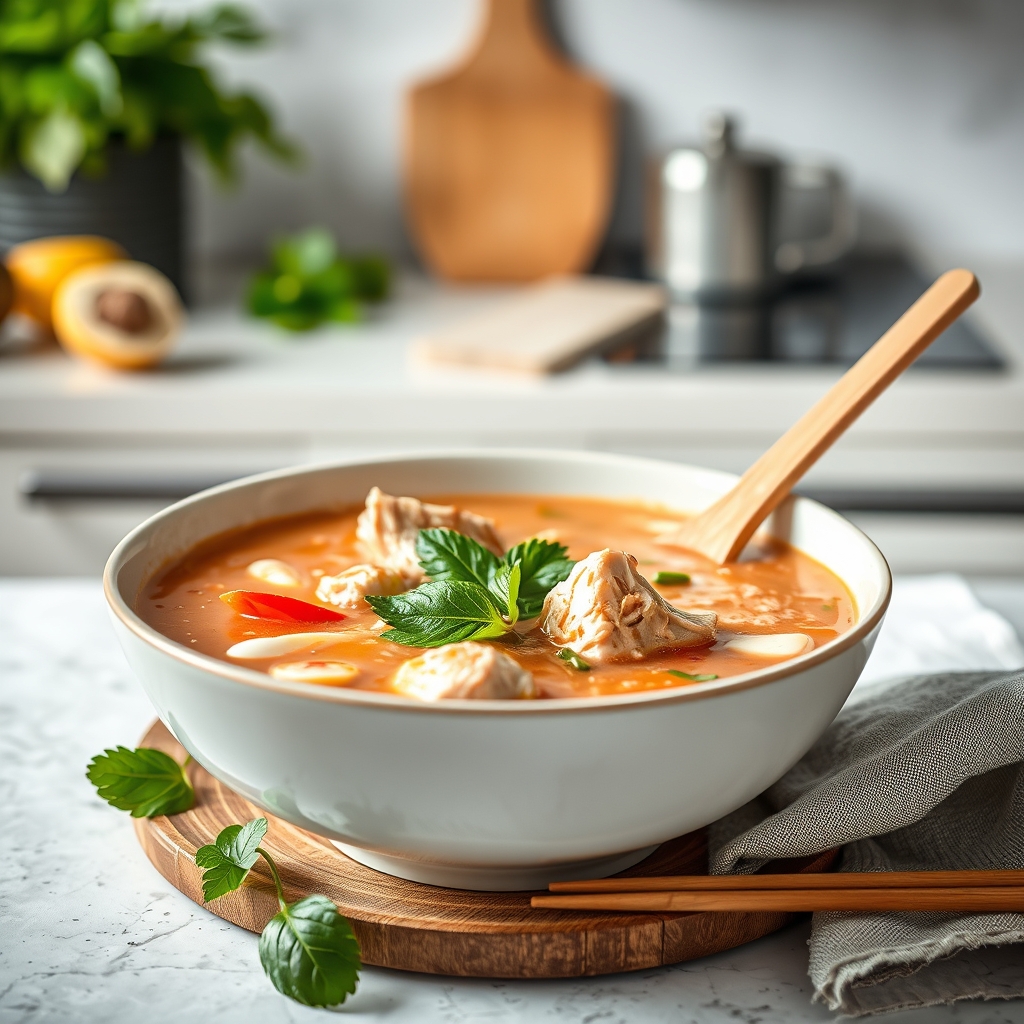 Soupe thaï au poulet recette riche en protéin — ingrédients clés pour votre bi